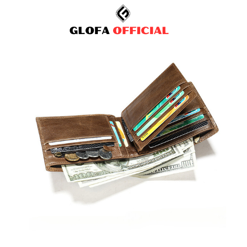 Ví Da Bò Nam GLOFA - GVT03, Da Bò Thật 100% Phong Cách Lịch Lãm Nam Tính