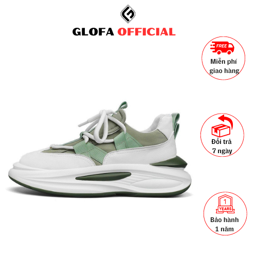 Giày Snacker Nam GLOFA - G22 Phối Da Và Vải Canvas Thoáng Khí, Trẻ Trung,Năng Động