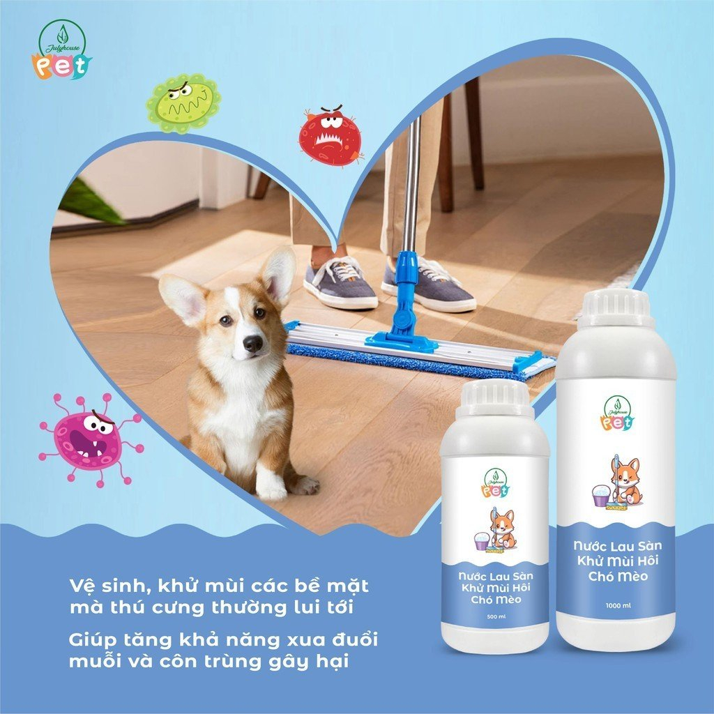 Nước lau sàn khử mùi hôi chó mèo JULYHOUSE kết hợp tinh dầu Oải Hương, Vỏ Bưởi, Khuynh Diệp và Sả Chanh 1000ml
