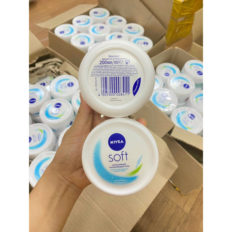 Kem nẻ dưỡng ẩm Nivea soft Nga, dưỡng ấm chống nẻ toàn thân cho da mặt và body, 200ml