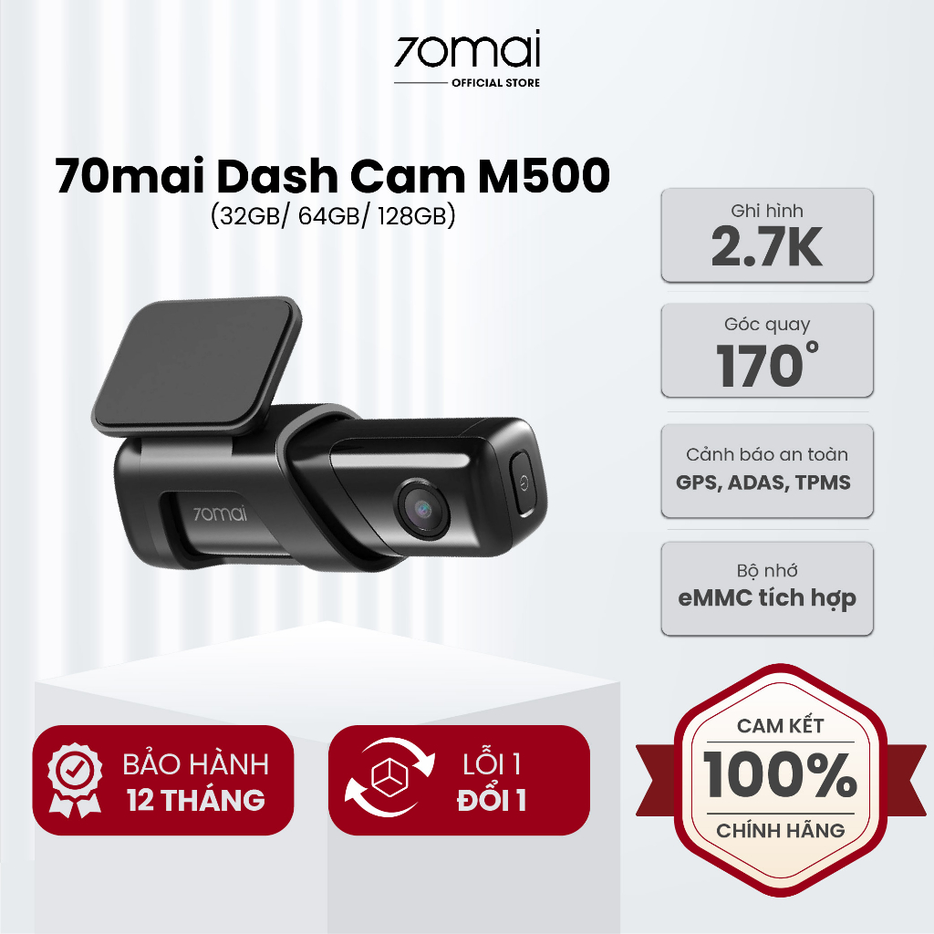 Camera hành trình 70mai Dash Cam M500 phân giải 1944P Ultra HD định vị GPS, cảnh báo bằng giọng nói tự động