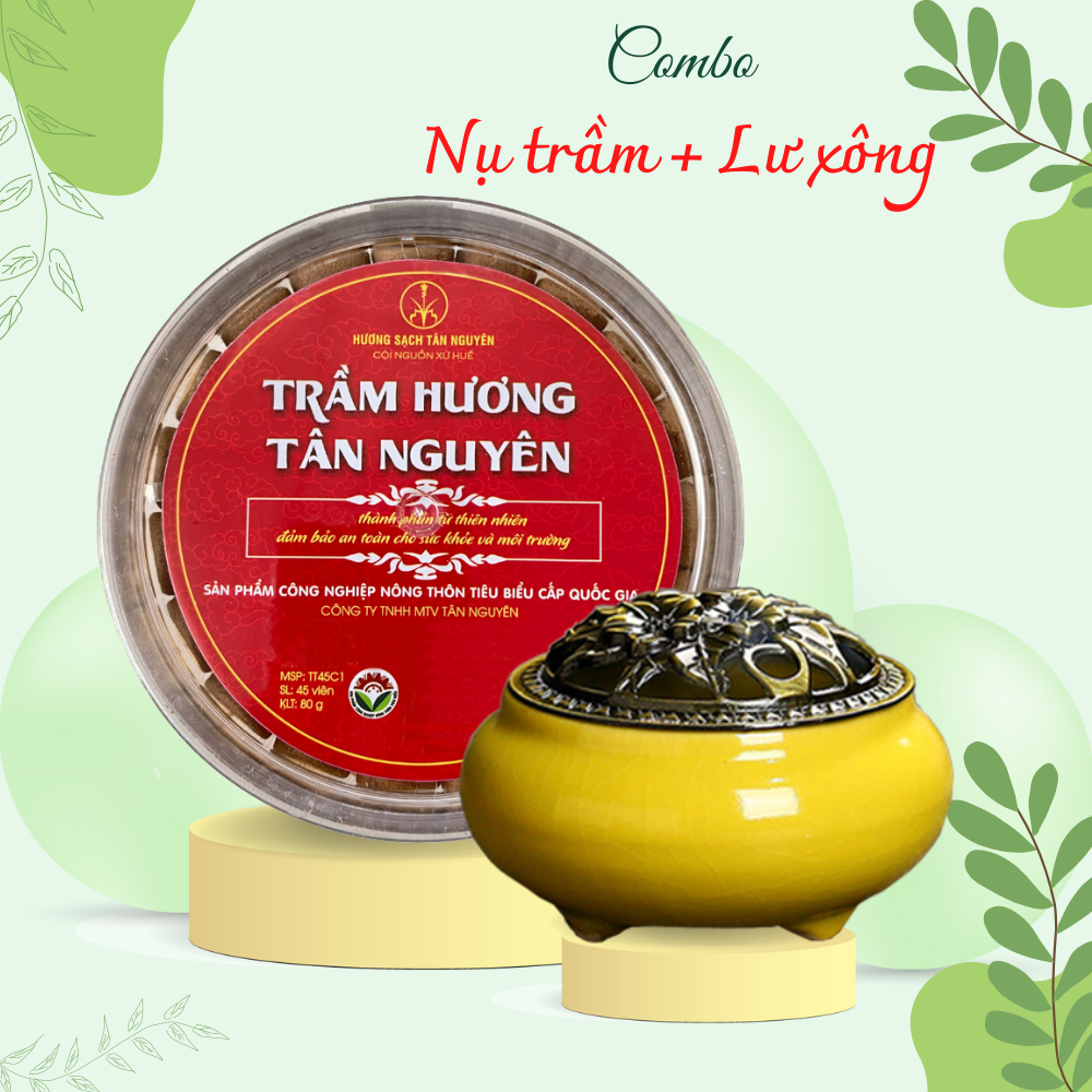 Combo Nụ trầm hương và lư xông gốm theo mệnh, trầm sạch 100% thiên nhiên - Hương Sạch Tân Nguyên