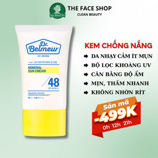 Kem chống nắng dưỡng ẩm cho da mụn nhạy cảm vitamin E The Face Shop Dr Belmeur Mineral Sun Cream SPF48+++ 50ml