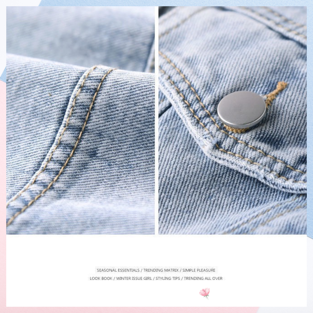 Áo khoác bò nữ jean denim jacket croptop dày dặn có túi màu wax hàng Quảng Châu cao cấp freesize dưới 62kg SanieeClothes