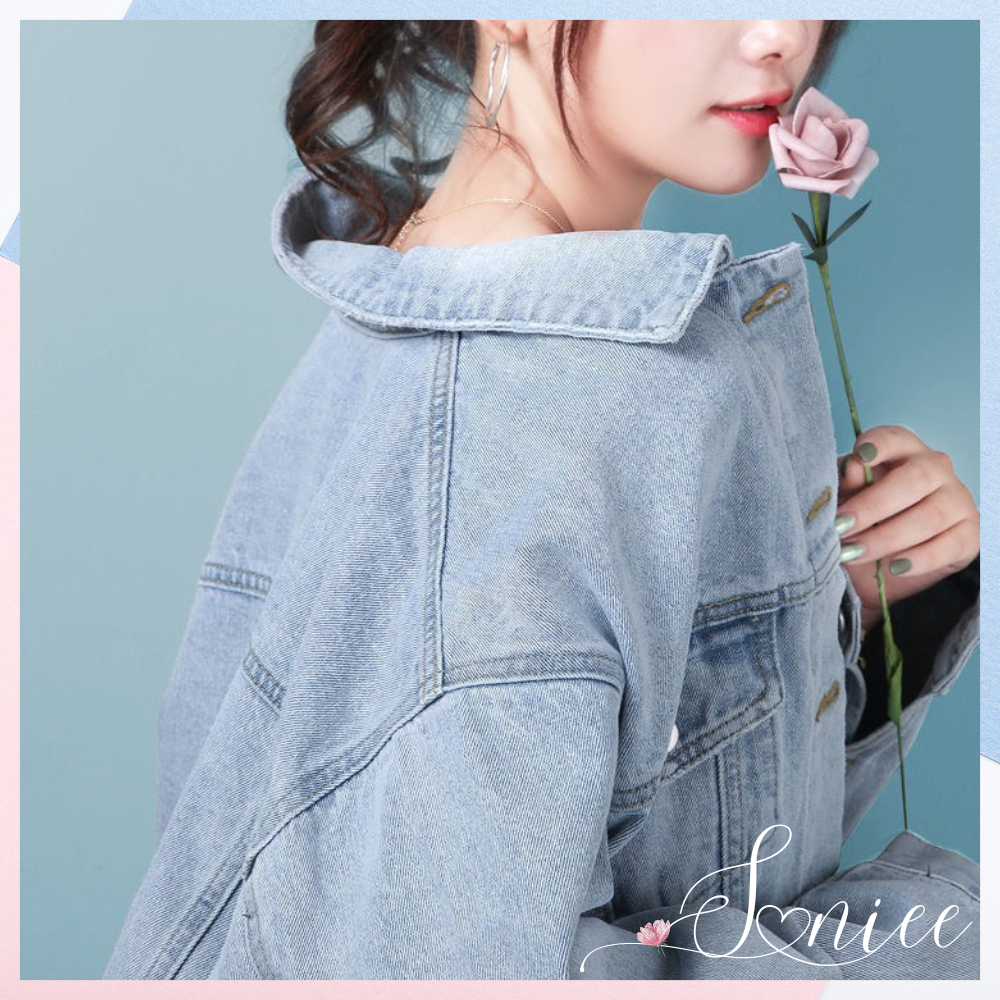 Áo khoác bò nữ jean denim jacket croptop dày dặn có túi màu wax hàng Quảng Châu cao cấp freesize dưới 62kg SanieeClothes