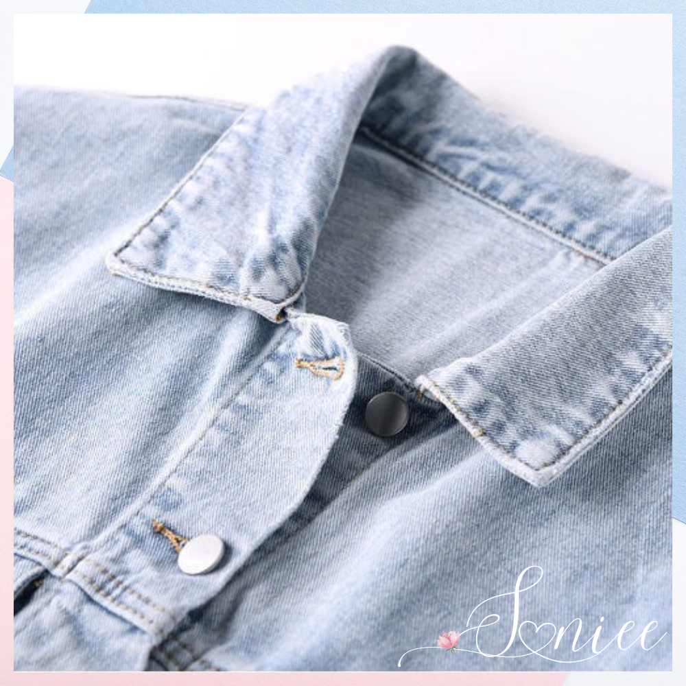 Áo khoác bò nữ jean denim jacket croptop dày dặn có túi màu wax hàng Quảng Châu cao cấp freesize dưới 62kg SanieeClothes
