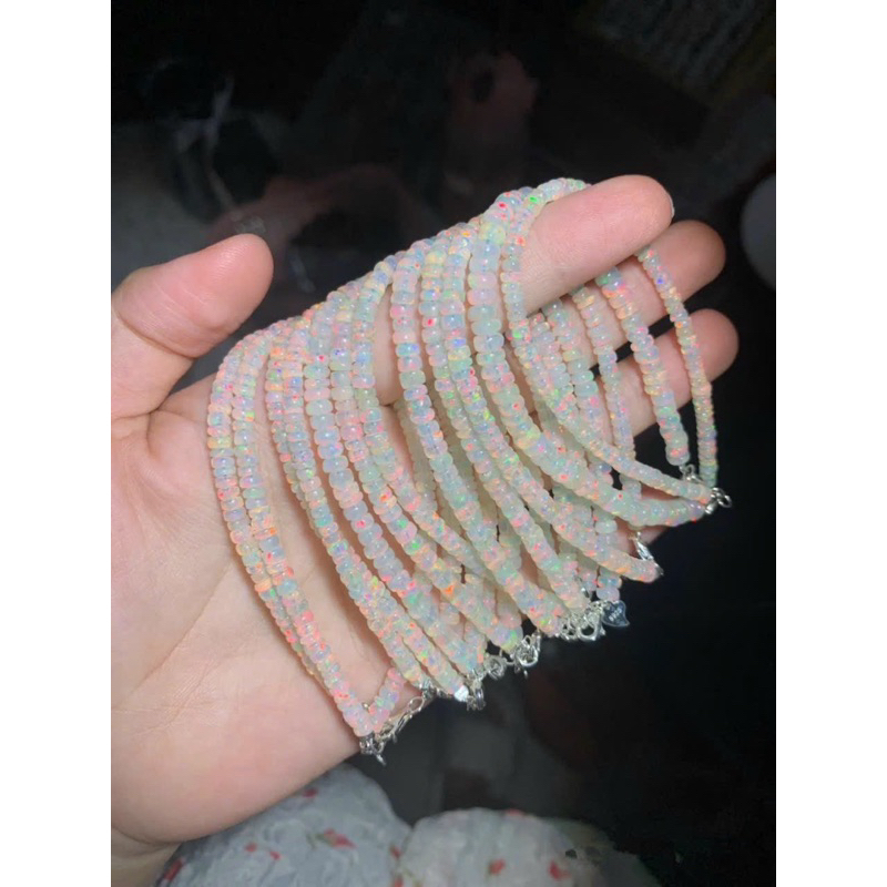 Vòng tay Opal khoá bạc s925 size 3.2-3.8mm siêu Vip đẹp