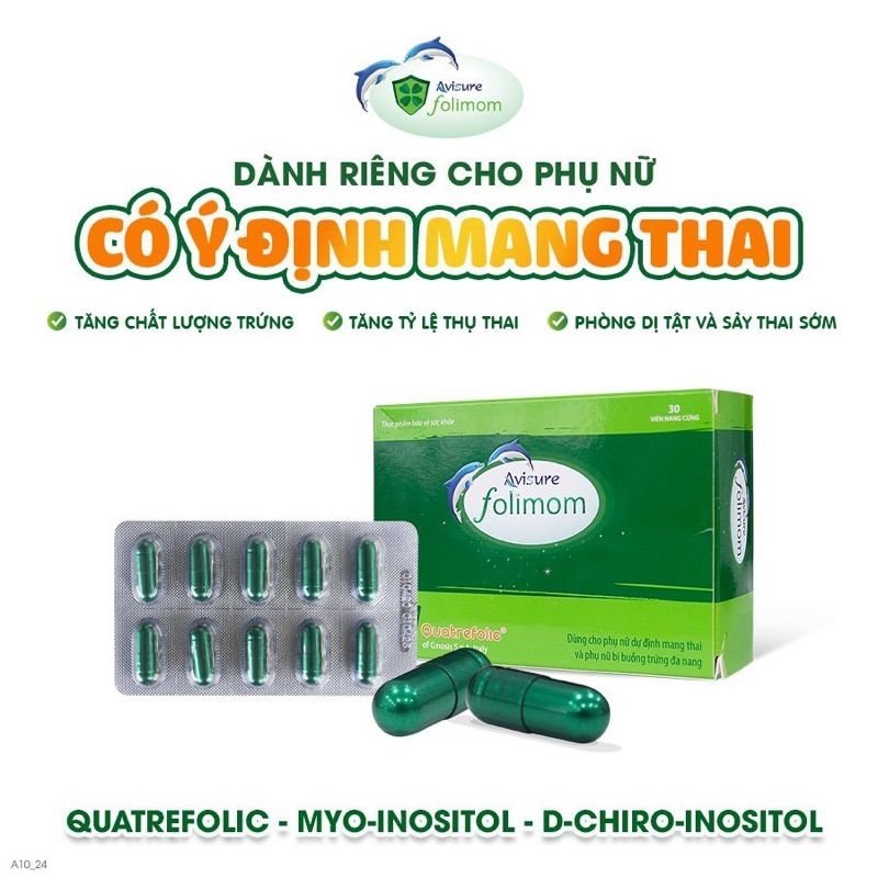 Avisure Folimom hộp 30 viên uống bổ trứng, tăng khả năng thụ thai ở nữ giới