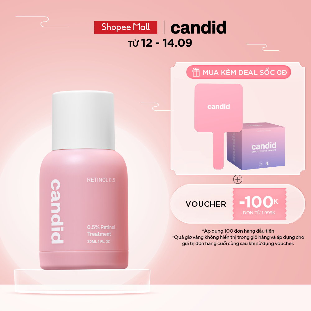 Hoạt Chất Retinol 0.5% Candid Treatment 30ml Chống Lão Hóa & Cải Thiện Nếp Nhăn