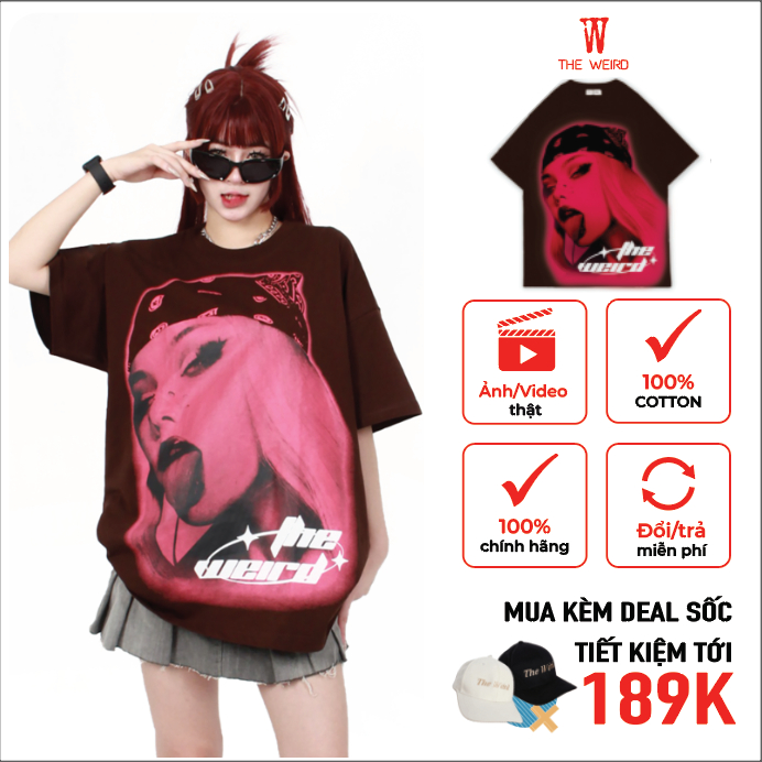 LOCAL BRAND Áo thun The Weird Phong Cách Unisex Form Rộng ATK775