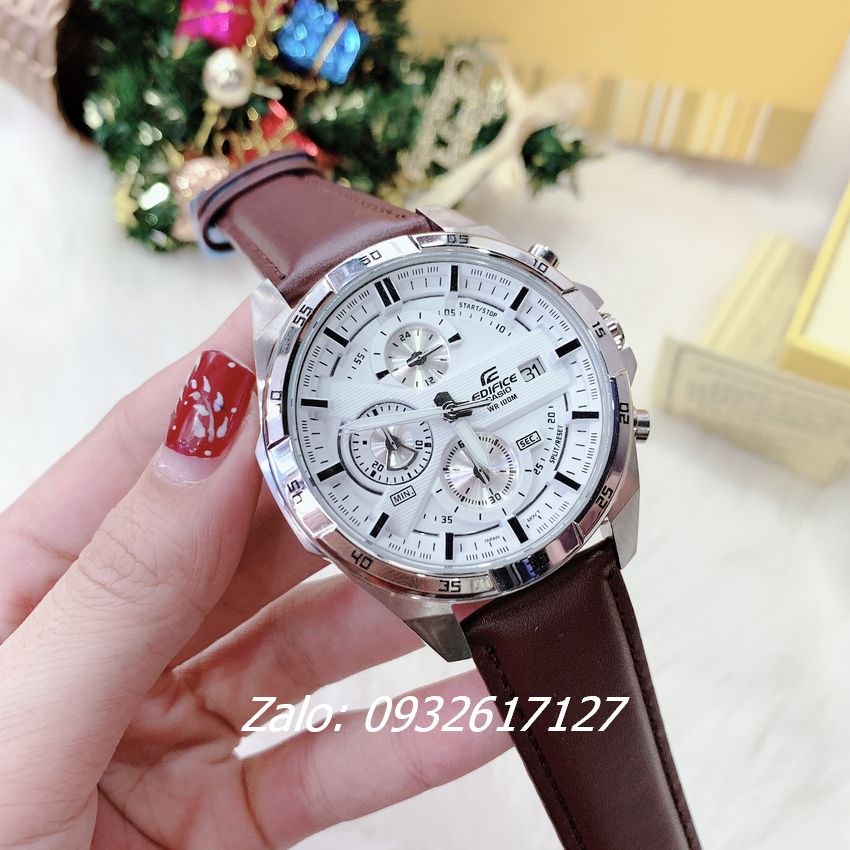 Đồng Hồ Nam Casio Chronograph 6 Kim EFR 556L Quartz Dây Da