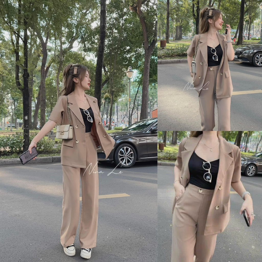 Sét 3 Món Áo Vest Cài Nút Thật Quần Dài Dây Kéo Thật Sam Closet Phù Hợp Để Tới Công Sở, Đi Làm Hoặc Đi Chơi.