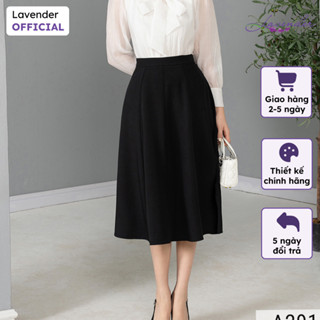 Chân váy công sở nữ LAVENDER màu đen dáng xòe 7 mảnh CV2910