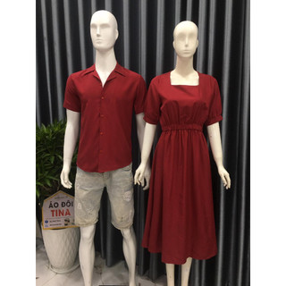 SET ĐỒ ĐÔI NAM NỮ ĐẸP COUPLE TINA SET ĐỒ CẶP NAM NỮ ĐẸP MÀU ĐỎ TÙNG XÒE THEO PHONG CÁCH HÀN QUỐC SIÊU XINH