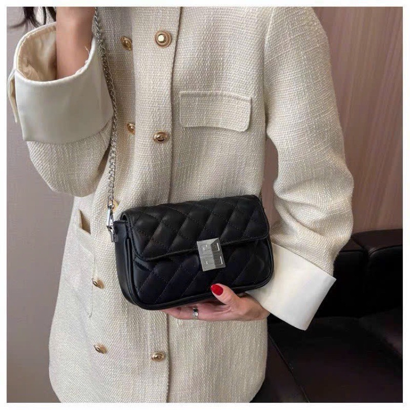 Túi xách đeo chéo đeo vai chần chám khoá 2 MÀU đi học đi chơi T8000