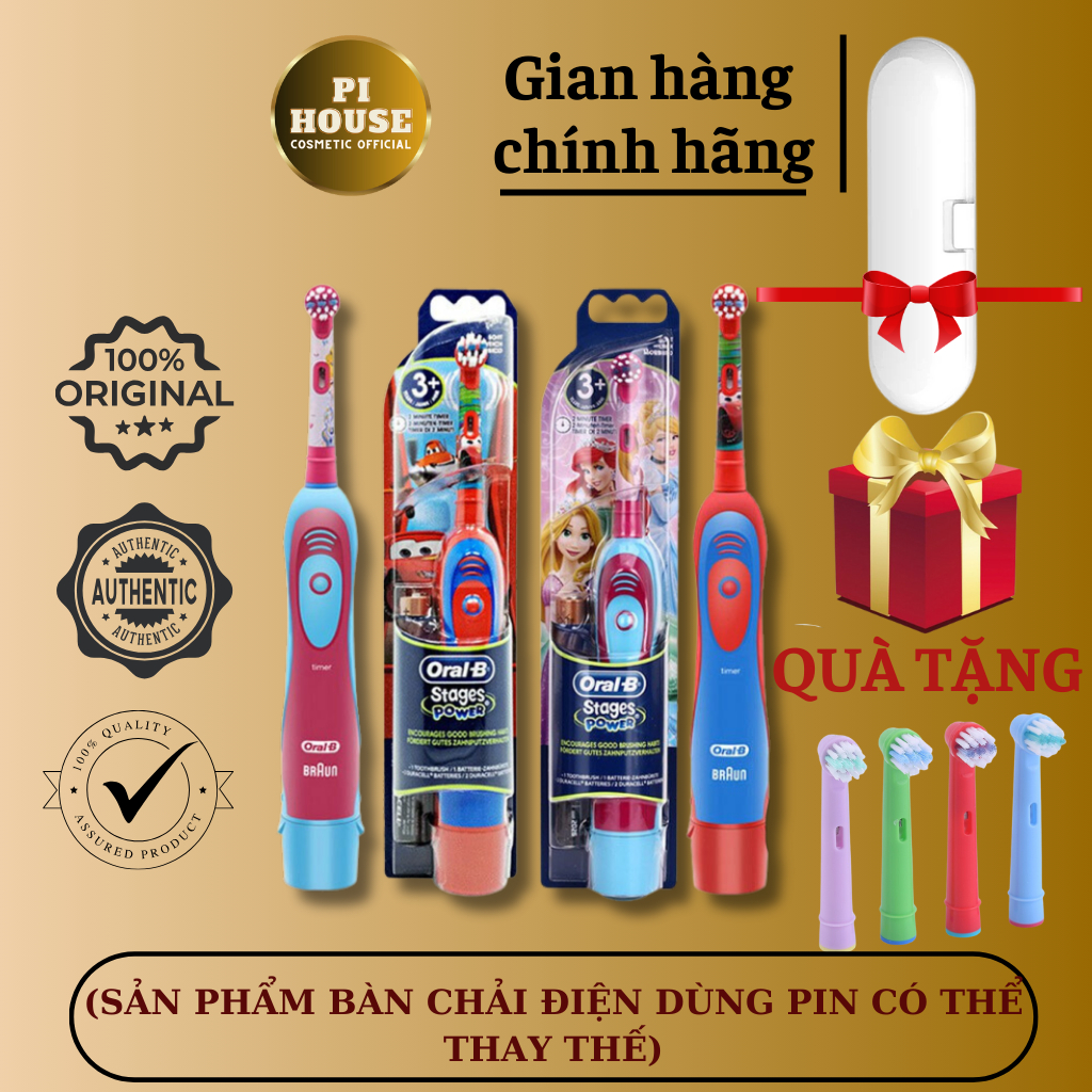 Bàn chải điện cho bé Oral-B Stages Power Bàn sử dụng pin AA có thể thay thế được dành cho trẻ em trên 3 tuổi