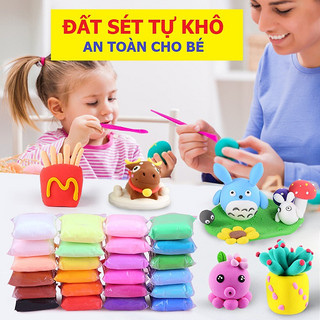 Đất sét tự khô 12 màu, đất sét siêu nhẹ an toàn cho bé
