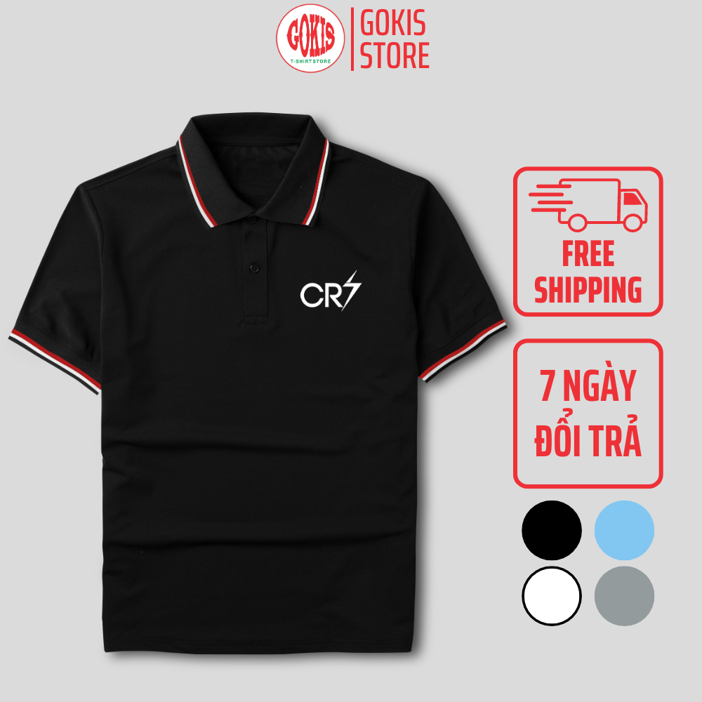 Áo polo CR7 Ronaldo vải poly cá sấu thoáng mát thoải mái - Áo thun có cổ in logo CR7, áo di chuyển cổ trụ Gokis shop