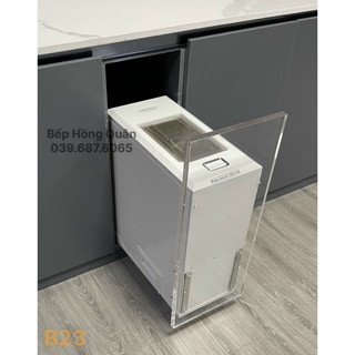 Thùng gạo âm tủ eurogold b15 b22 b23 ega300 b17 nút nhấn lấy gạo 2 bên gắn cánh ray âm giảm chấn
