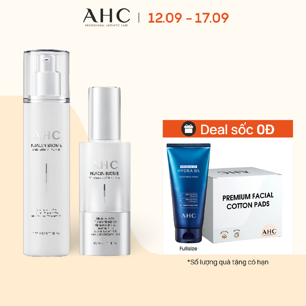 Combo Dưỡng Trắng Và Cải Thiện Đốm Nâu Niacin Biome Tinh Chất Essence 30ml Và Sữa Dưỡng Emulsion 120ml
