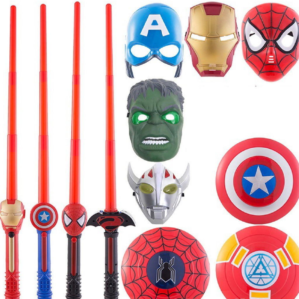 Kiếm Ánh Sáng Âm Thanh Hóa Trang Siêu Anh Hùng Avengers Người Nhện Người Sắt Spiderman Cho Bé