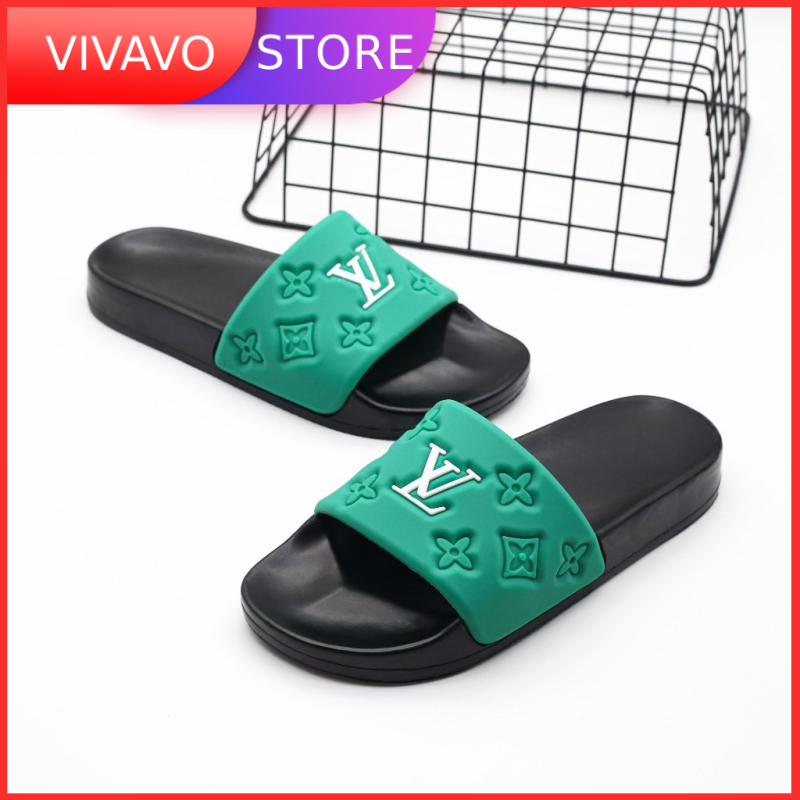 Dép LV nam nữ chữ nổi quai cao su size 36-43
