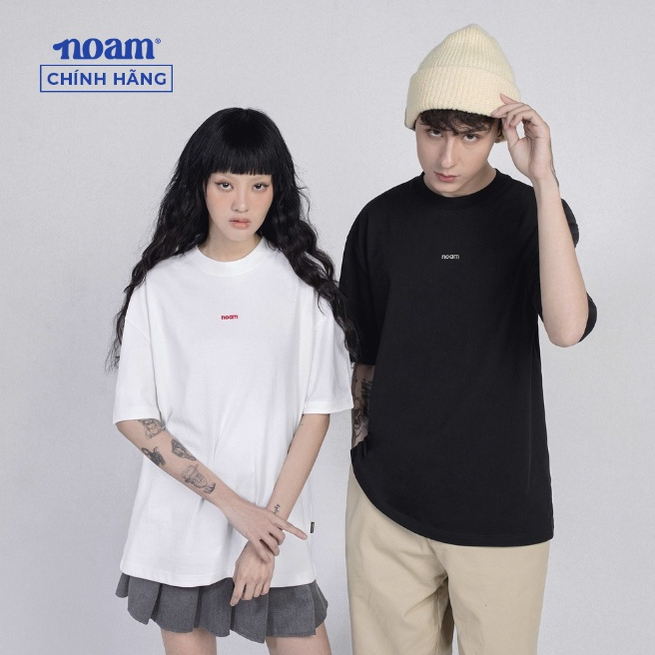 Áo thun Form rộng NOAM Plain Unisex 100% Cotton - Màu trắng