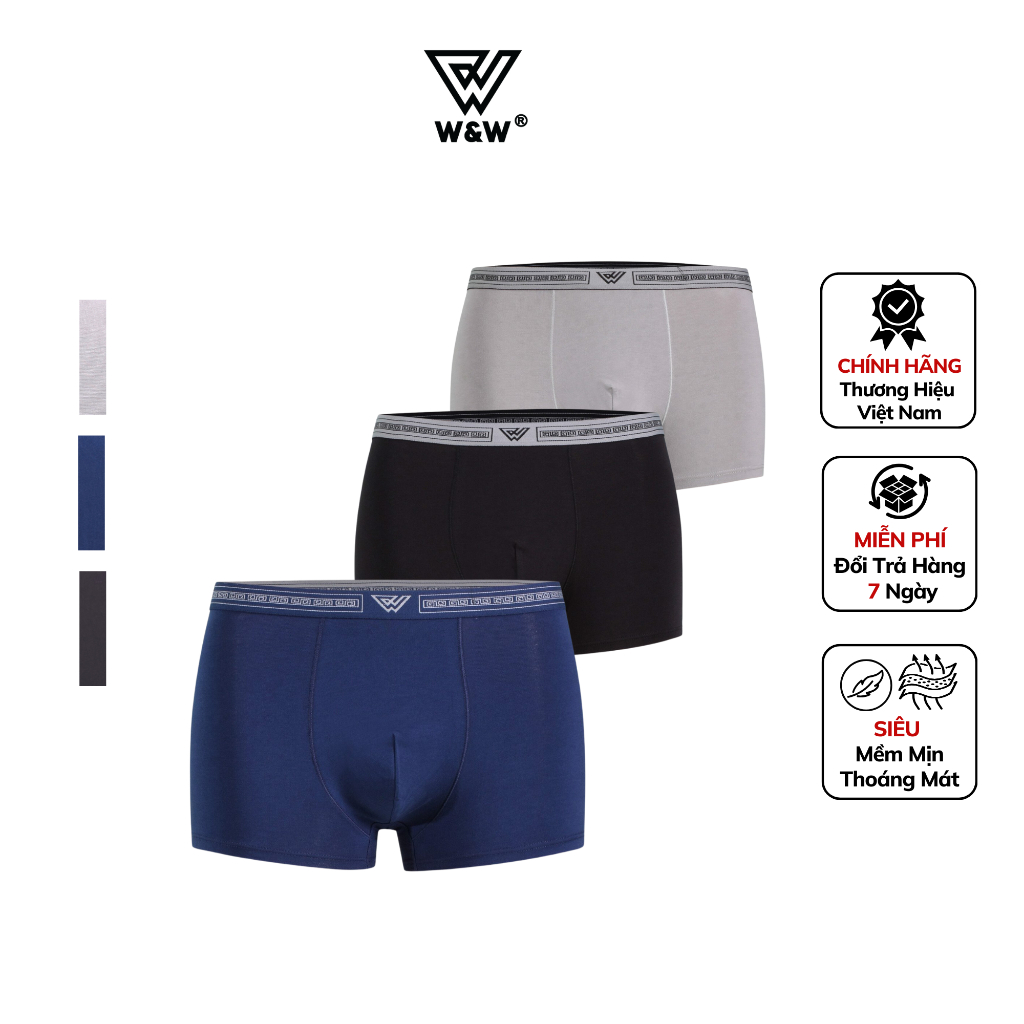 Quần Lót Nam W&W Dáng Boxer Chất Cotton Mềm Mịn, Đàn Hồi, Kháng Khuẩn Cực Tốt WUW32