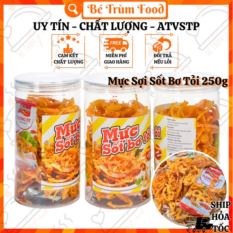 Mực Sợi Sốt Bơ Tỏi 250g 𝐅𝐫𝐞𝐞𝐒𝐡𝐢𝐩 (Hình Thật 100%) Bé Trùm Food