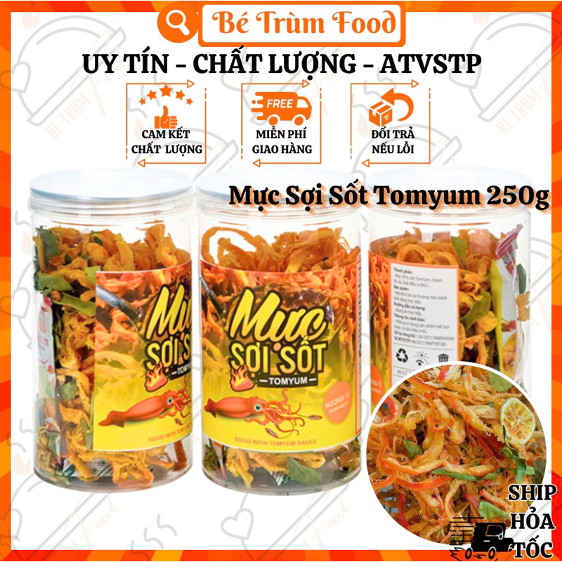 Mực Sợi Sốt TomYum (Sốt Cay Thái Lan) 𝐅𝐫𝐞𝐞𝐒𝐡𝐢𝐩 300g (Hình Thật 100%) Bé Trùm Food