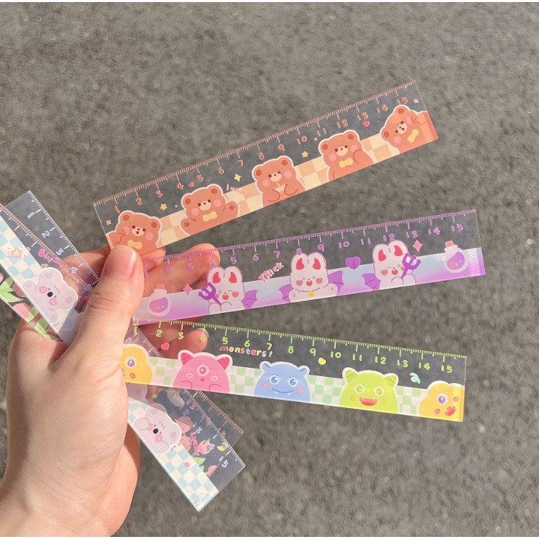 Thước kẻ 15cm hoạ tiết hoạt hình phong cách mới dễ thương dành cho học sinh-Happyfunny