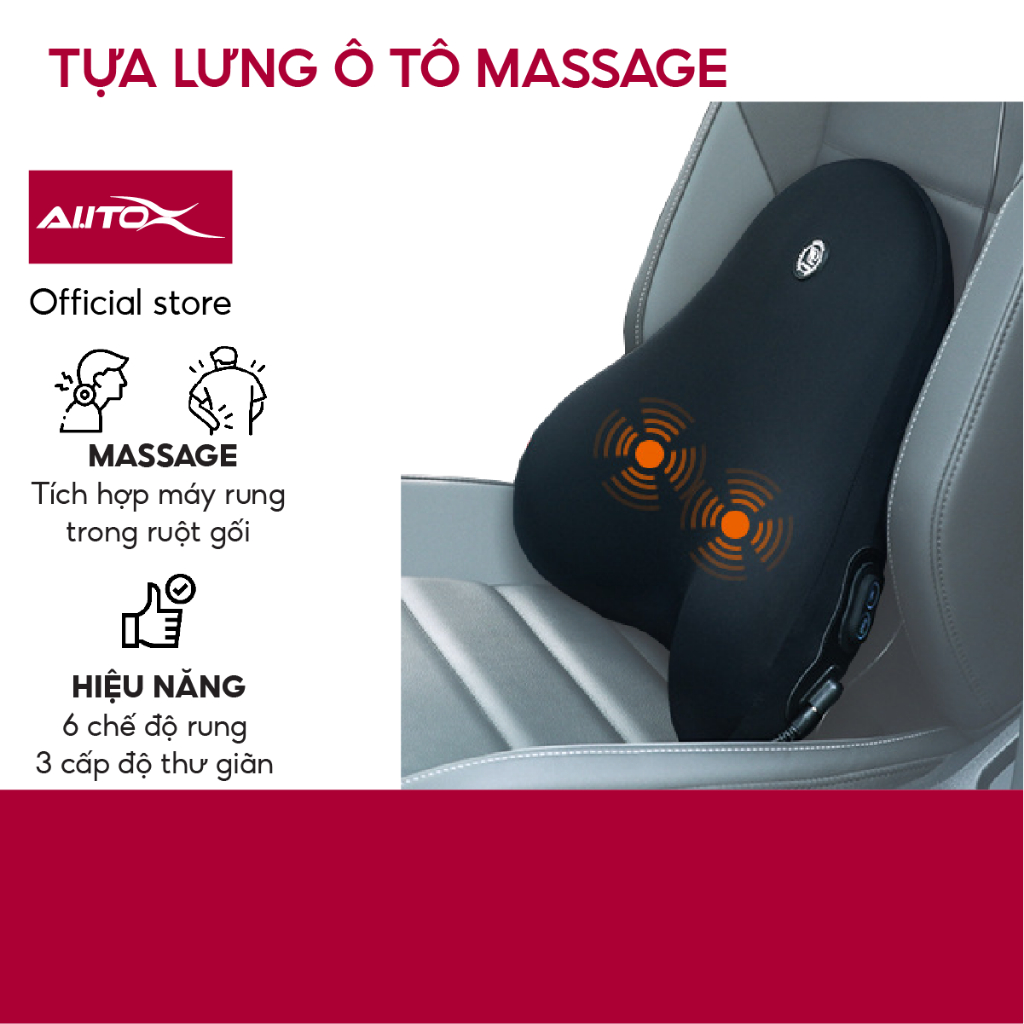 Tựa lưng massage trên ô tô AutoX tích hợp máy rung 6 chế độ và 3 cấp độ làm mạnh ruột cao su non cực êm