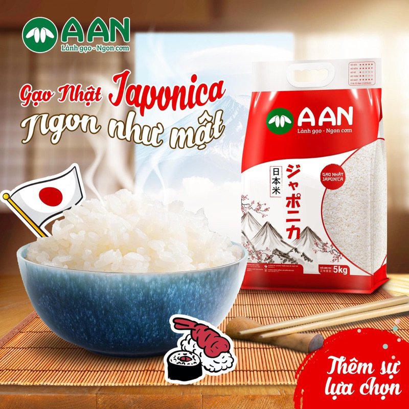 GẠO JAPONICA THƯỢNG HẠNG CHÍNH HÃNG A AN TÚI 3KG
