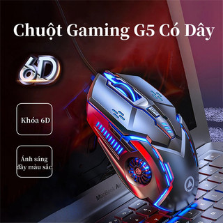 Chuột gaming máy tính có dây Chuột Im Lặng Cơ Học Chơi Game Phát Sáng G5 3200DPI / Chế độ LED 7 màu / 6 nút bấm Độc Lạ