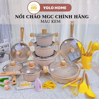 Nồi Chảo MGC Chính Hãng Màu Kem Chống Dính, Đun Mọi Loại Bếp