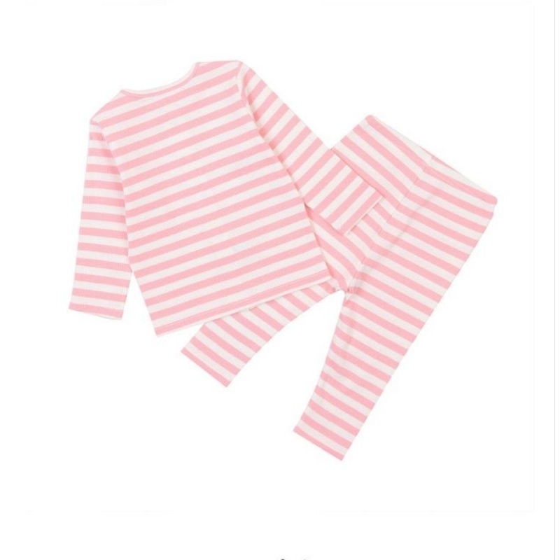 Bộ dài tay cotton tăm mềm mỏng Agabang xuất Hàn dư xịn kẻ ngang cho bé trai bé gái