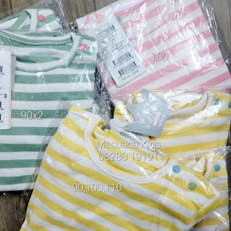 Bộ dài tay cotton tăm mềm mỏng Agabang xuất Hàn dư xịn kẻ ngang cho bé trai bé gái