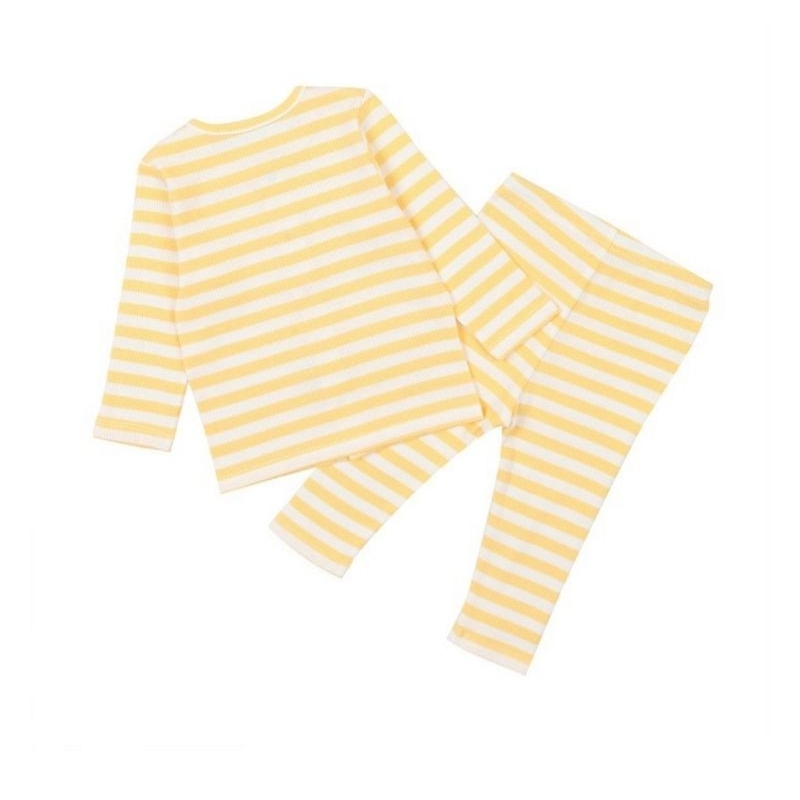 Bộ dài tay cotton tăm mềm mỏng Agabang xuất Hàn dư xịn kẻ ngang cho bé trai bé gái