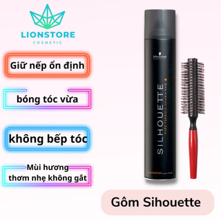 Gôm xịt tóc nam nữ giá rẻ siêu cứng silhouette 420ml tặng kèm lược tròn tạo kiểu