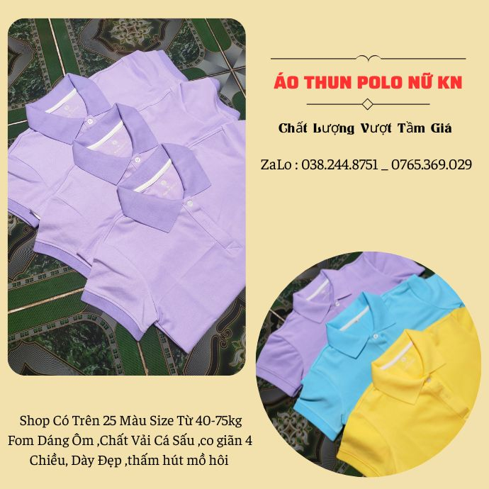 Áo Thun PoLo Nữ Màu Tím Hoa Cà