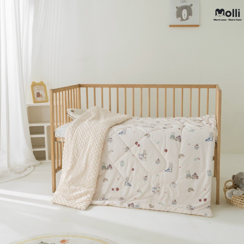 Chăn Đông, Chăn Bông Hạt Đậu 2 Lớp Chính Hãng Molli/Ome/Monona, Chăn Siêu Nhẹ Cho Bé