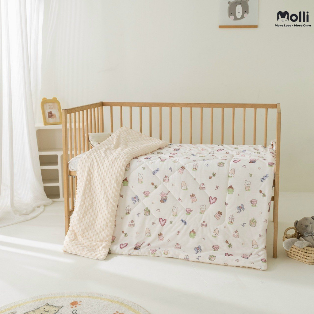 Chăn Đông, Chăn Bông Hạt Đậu 2 Lớp Chính Hãng Molli/Ome/Monona, Chăn Siêu Nhẹ Cho Bé
