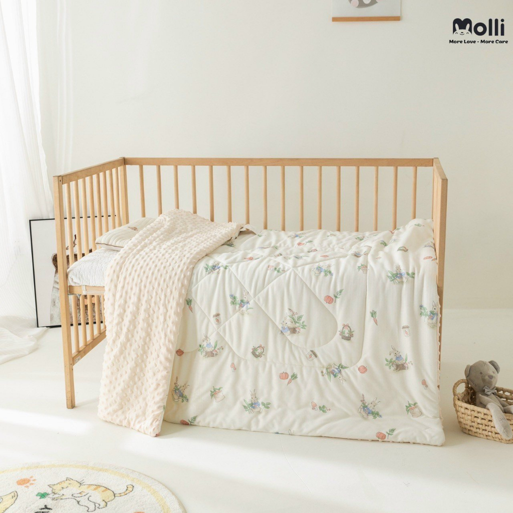 Chăn Đông, Chăn Bông Hạt Đậu 2 Lớp Chính Hãng Molli/Ome/Monona, Chăn Siêu Nhẹ Cho Bé