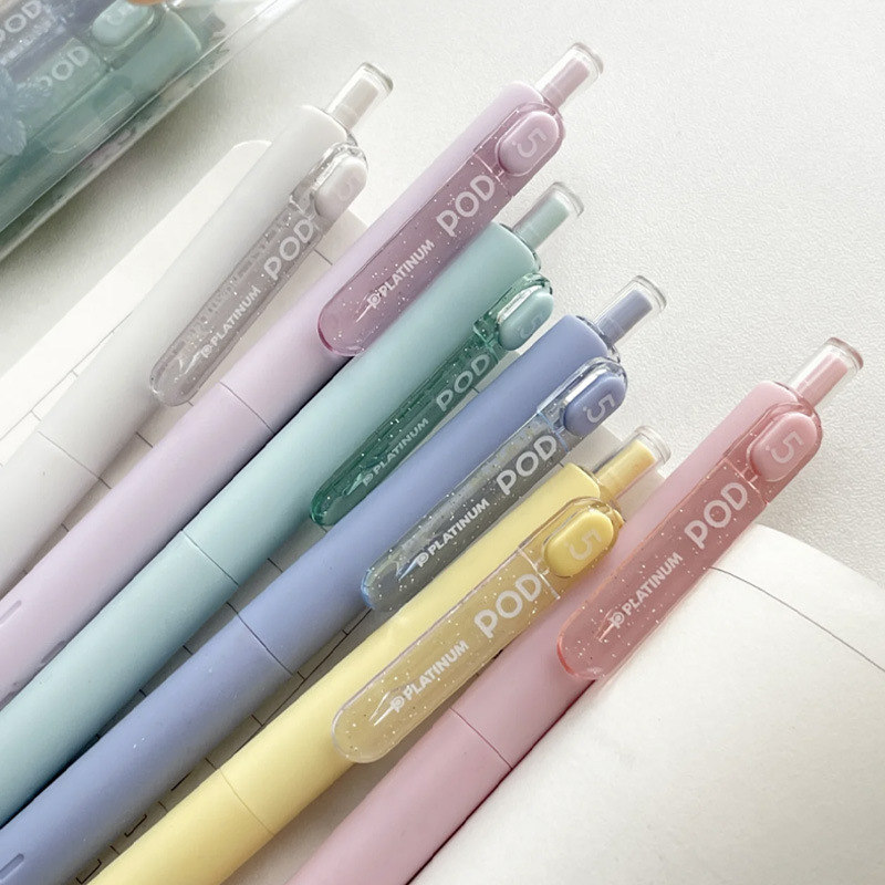 Bút mực gel nước Platinum POD5 màu pastel mực đen cỡ ngòi 0.5mm