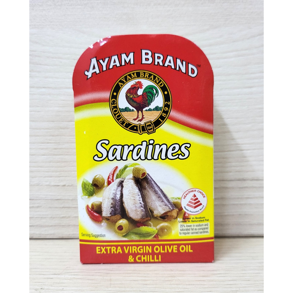 AYAM (hộp CN ĐỎ 120g) CÁ TRÍCH NGÂM ỚT VÀ DẦU Ô LIU NGUYÊN CHẤT Sardines in Extra Virgin Olive Oil & Chilli (HALAL)