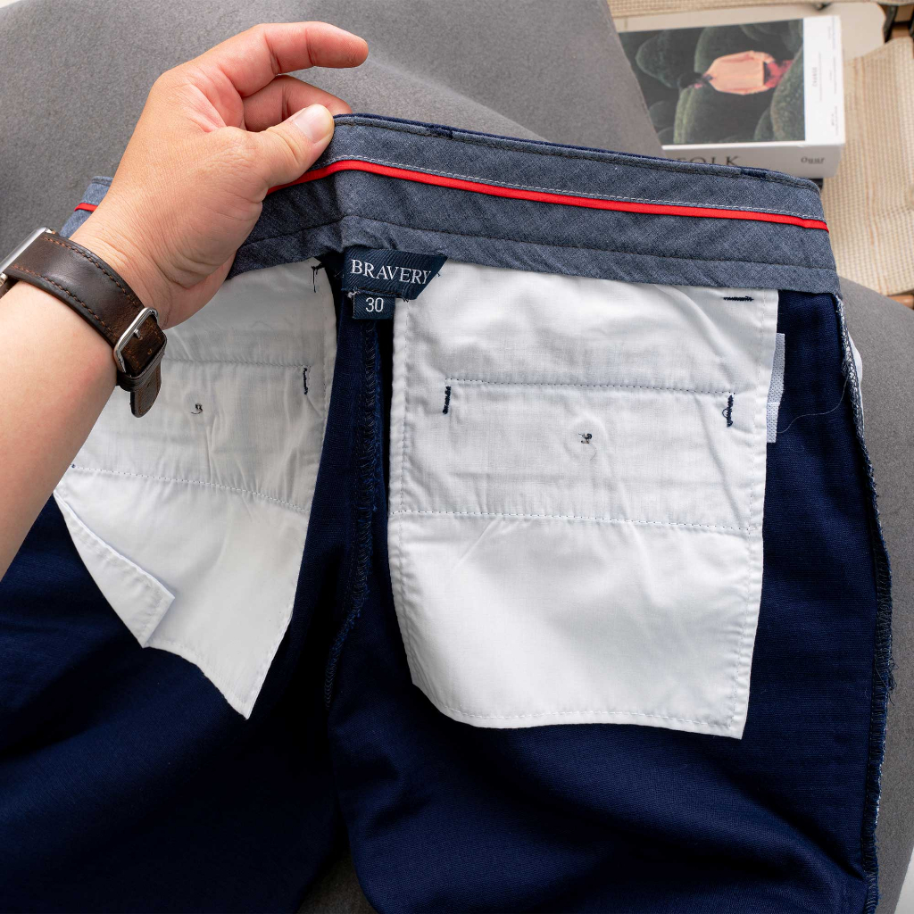 Quần short nam, Quần short linen bố RENDY mềm mịn thoáng mát, dày dặn - Bravery