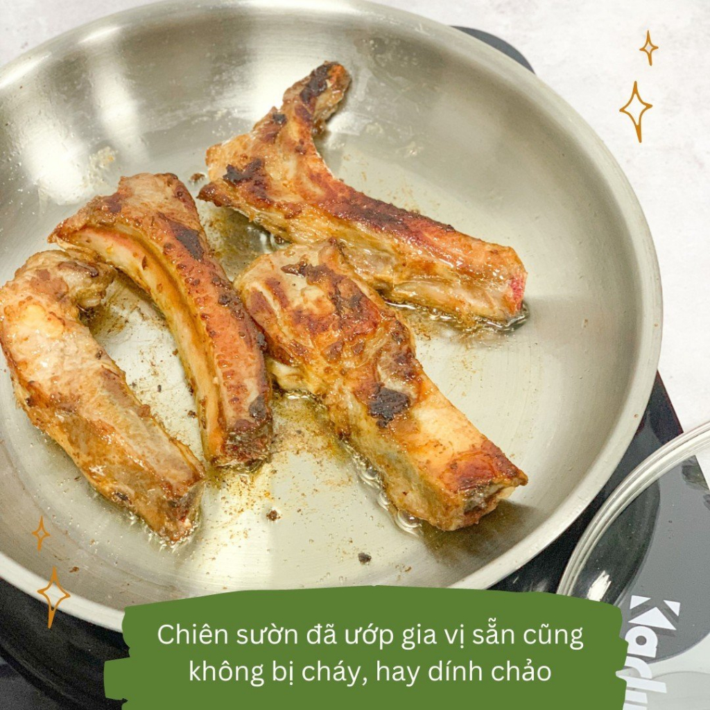 Chảo inox Karlin 24cm đáy 5 lớp kèm vung kính tôi chảo luôn cho khách