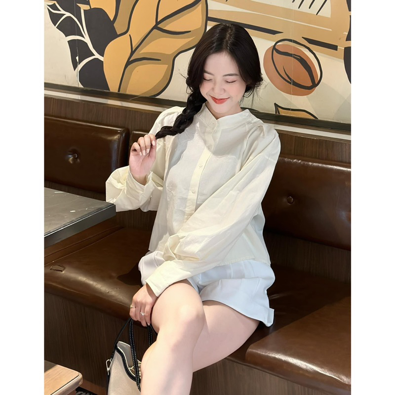 Áo Kiểu - 8890 - Cổ Trụ - Chiết Li Vai - Tay Dài