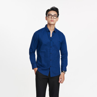 NINOMAXX Áo Sơ Mi Nam tay dài dáng slim fit vải lanh pha cotton 1902028