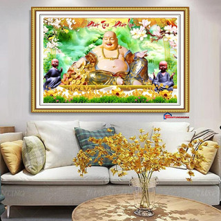 Tranh đính đá, tranh thêu chữ thập phật di lạc phát tài phát lộc DD9242 DV6295 LV465 LV3377